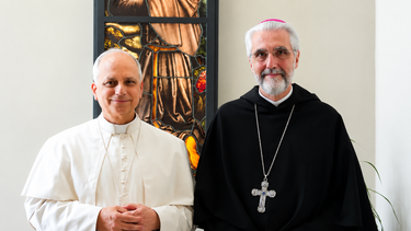 El Papa León XIV junto a Mons. Luis Marín de San Martín, designado limosnero pontificio