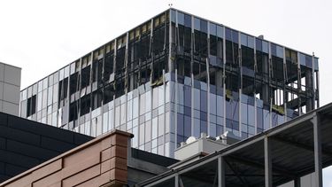 Edificio dañado tras un ataque con drones en Komsomolsky Prospekt en Moscú el 24 de julio de 2023.