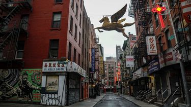 Una calle de la Chinatown de la ciudad de Nueva York, vacía por las medidas de prevención de coronavirus, el 28 de marzo del 2020. 