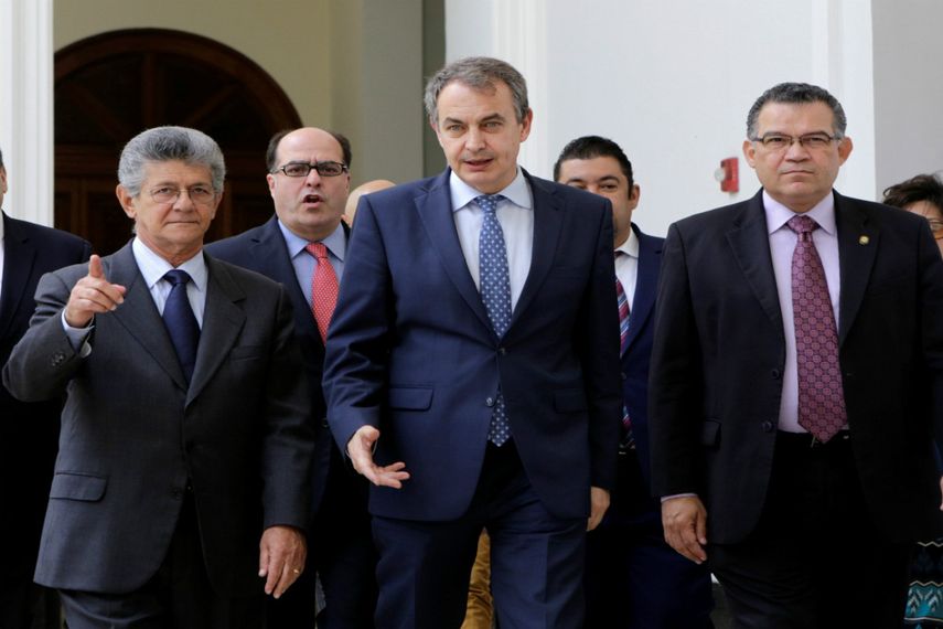 Líderes de la MUD tras el primer encuentro con Rodríguez Zapatero en Caracas (ARCHIVO)