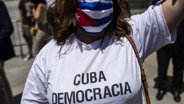 Imagen de las protestas contra el régimen de Cuba en Madrid. 