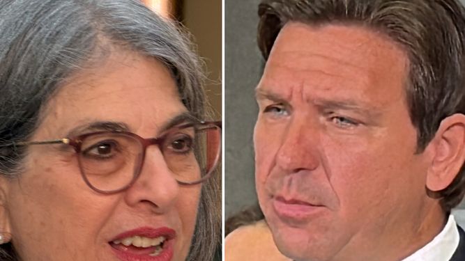 Alcaldesa de Miami-Dade&nbsp; Daniella Levine Cava y el gobernador de Florida Ron DeSantis.&nbsp;
