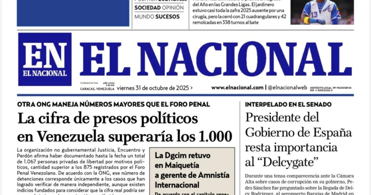 ¿Cuáles son los titulares más importantes de El Nacional este viernes?