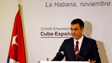 El presidente del Gobierno de España, Pedro Sánchez, en la inauguración del Foro Empresarial/Comercial España-Cuba, realizado en La Habana.