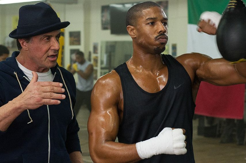 Sylvester&nbsp;Stallone y&nbsp;Michael B. Jordan en la película Creed 2.