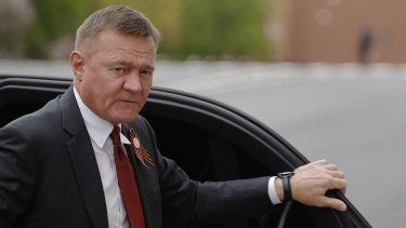 El ministro de Transporte ruso, Roman Starovoyt, llega a una reunión del presidente Vladimir Putin con el dictador venezolano, Nicolás Maduro, en el Kremlin de Moscú el 7 de mayo de 2025.&nbsp;