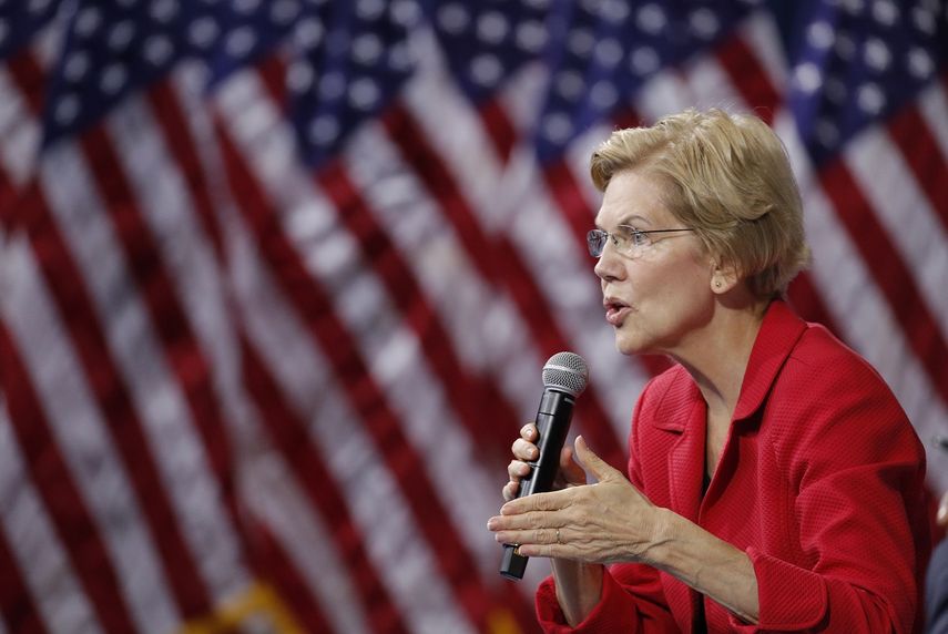 La aspirante a la nominaci&oacute;n presidencial dem&oacute;crata Elizabeth Warren hablando durante un acto en Las Vegas el 2 de octubre del 2019