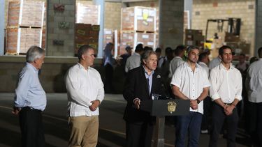 Sebastián Piñera, Iván Duque, Luis Almagro, Mario Abdó Benítez y Juan Guaidó el 22FEN19 en Cúcuta.&nbsp;