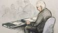 Bosquejo de Julian Assange en el tribunal de Londres el 24 de febrero del 2020.