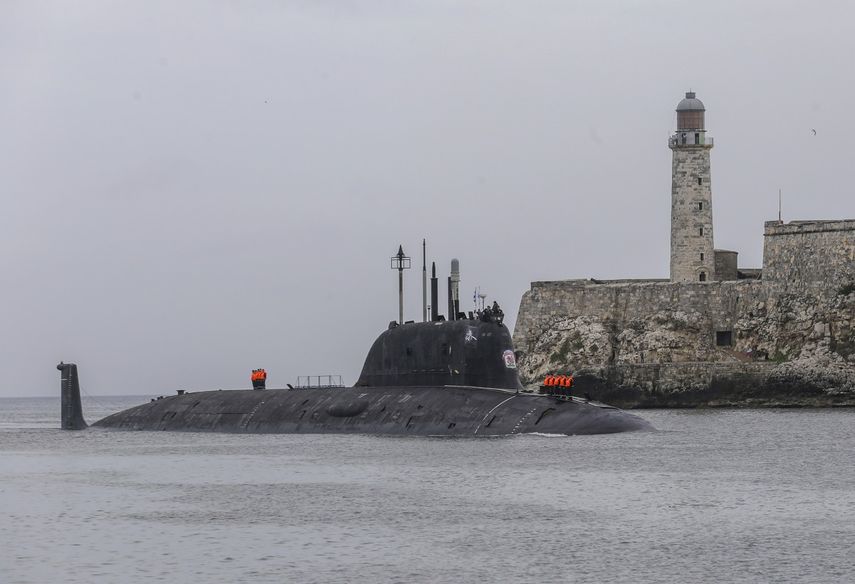 El submarino nuclear ruso Kazán llega al puerto de La Habana, Cuba, el miércoles 12 de junio de 2024.&nbsp;