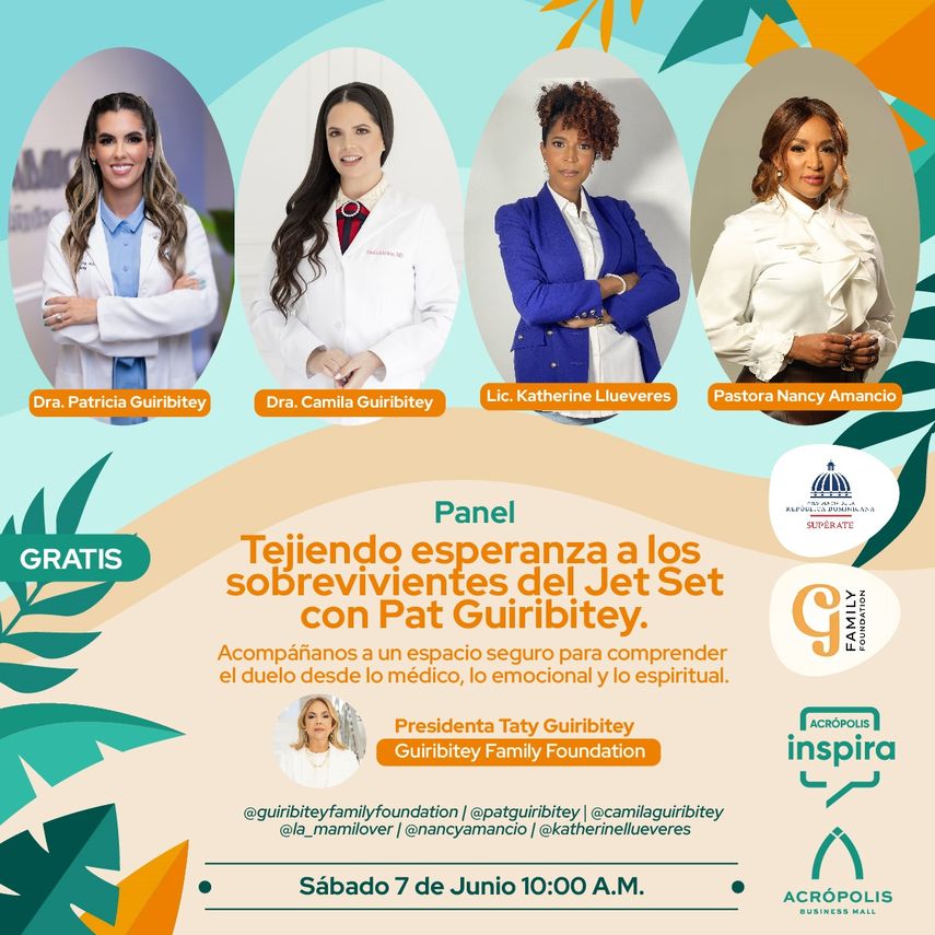 Patricia Quiribitey, Camila Quiribitey, Katherine Lluveres y Nancy Amancio, panelistas de la charla Tejiendo Esperanza a los Sobrevivientes del Jet Set.