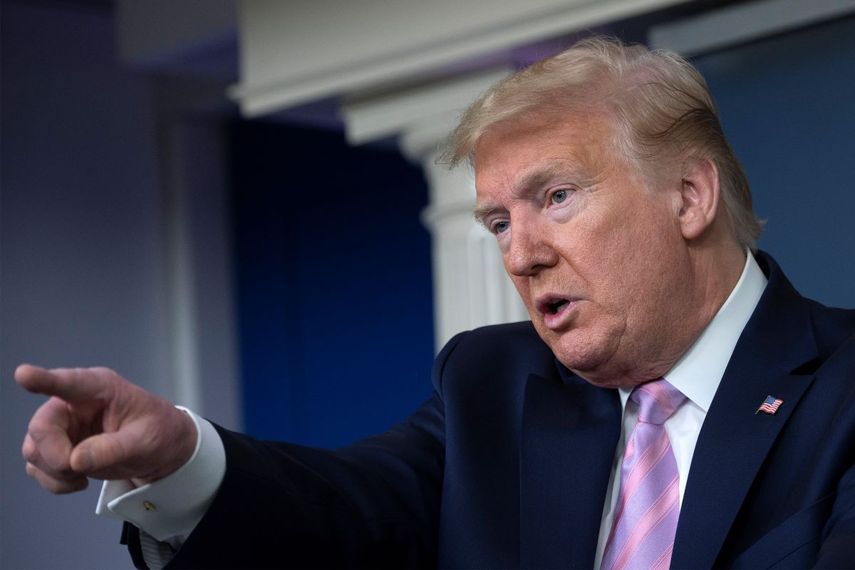 El presidente Donald Trump durante una conferencia de prensa en la Casa Blanca, el 10 de abril de 2020.