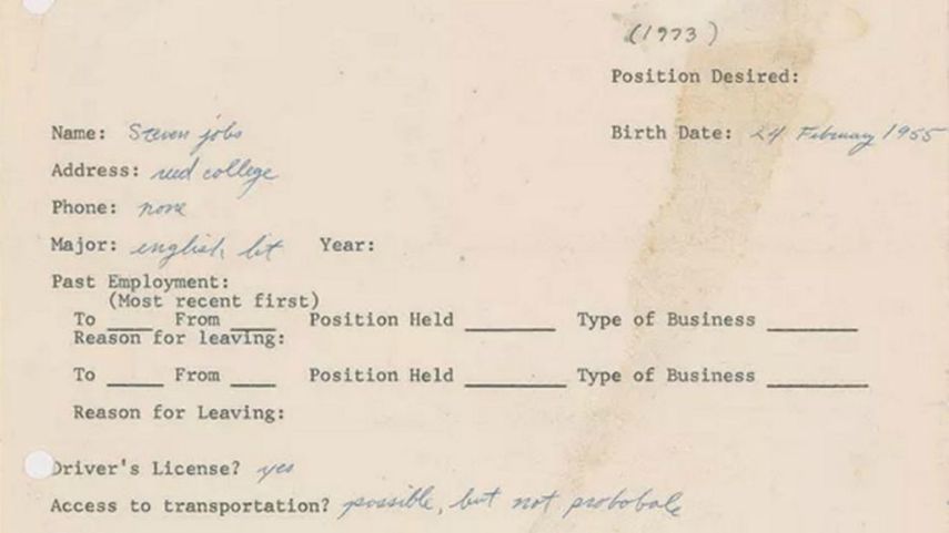 El cuestionario, que data del 1973, fue firmado por&nbsp;Steve Jobs a la edad de 18 años.&nbsp;