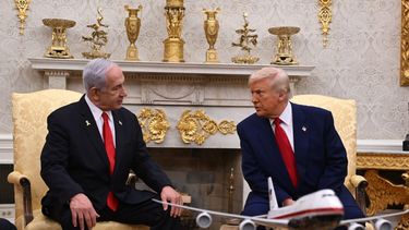 El primer ministro de Israel, Benjamin Netanyahu, y el presidente Donald Trump, en la Casa Blanca el 7 de abril de 2025. &nbsp;