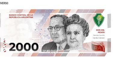 Nuevo billete de 2.000 pesos de Argentina.