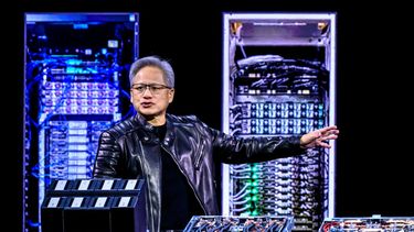 El presidente ejecutivo de Nvidia Jensen Huang durante una conferencia de prensa.
