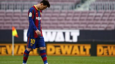 El delantero del Barcelona Lionel Messi durante el partido contra Celta por la Liga española, el domingo 16 de mayo de 2021.&nbsp;