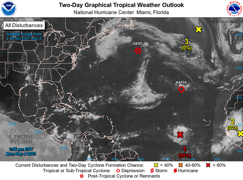 Como informa el Centro Nacional de Huracanes, la perturbación, identificada como Invest 95L el pasado sábado, todavía se encuentra en sus etapas iniciales de desarrollo.