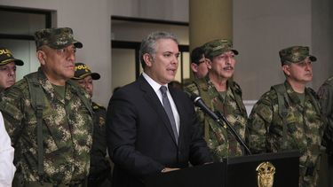 EL presidente de Colombia, Iv&aacute;n Duque, acompa&ntilde;ado del alto Mando Militar. (ARCHIVO)&nbsp;