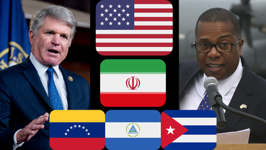 De izquierda a derecha, el líder del Comité de Asuntos Exteriores de la Cámara de Representantes, el republicano Michael McCaul; y Brian Nichols, subsecretario del Departamento de Estado para el Hemisferio Occidental.&nbsp;