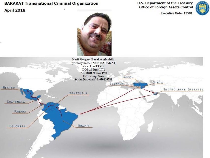 La Oficina de Control de Activos Extranjeros del Tesoro (OFAC) acusó al ciudadano de origen sirio Nasif Barakat.