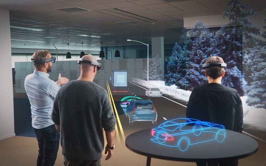 Los HoloLens permiten mostrar sensores y sistemas de seguridad que no se pueden ver durante una prueba de conducción. (VOLVO/dpa)