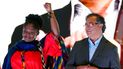 Francia Márquez levanta el brazo junto a Gustavo Petro, candidato presidencial de la Coalición Pacto Histórico, a la derecha, durante un acto de presentación como su compañera de fórmula en Bogotá, Colombia.