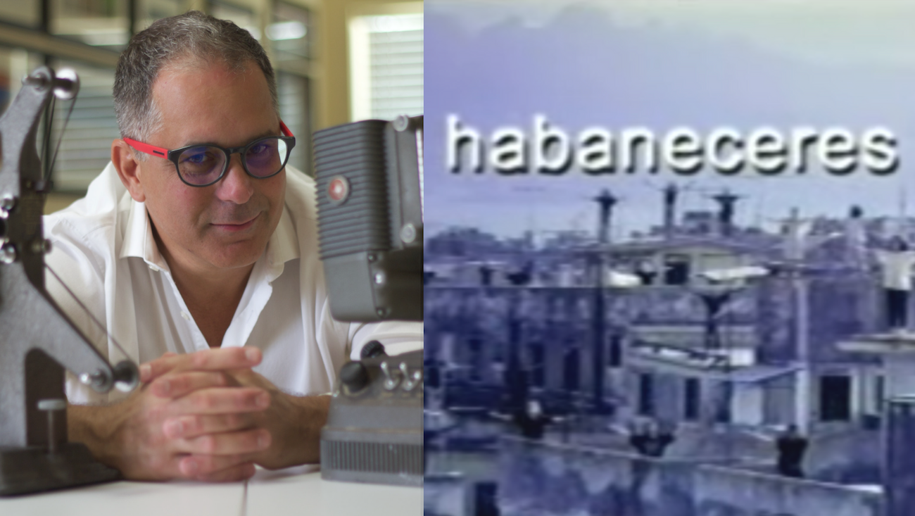 El realizador Luis Leonel León junto a un fotograma de su documental Habaneceres. El realizador Luis Leonel León junto a un fotograma de su documental Habaneceres.