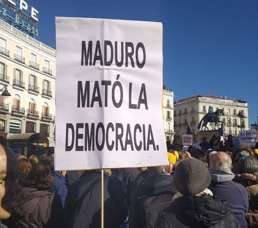 Una de las tantas manifestaciones de venezolanos en Madrid celebradas este a&ntilde;o.&nbsp; La Puerta del Sol ha sido uno de los puntos de encuentro.&nbsp;