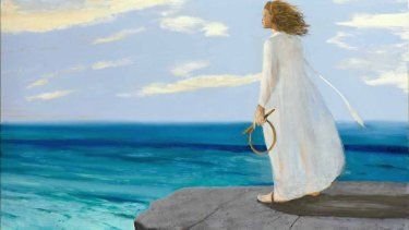 Young Girl Contemplating The Arrival of Solstice, 2025, óleo sobre lienzo de Julio Larraz.&nbsp;