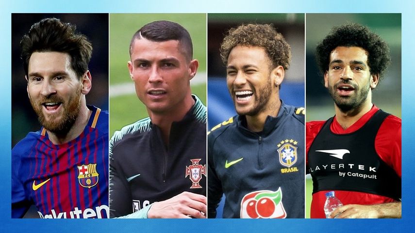 Leonel Messi, Cristiano Ronaldo, Neymar y&nbsp;Mohamed Salah.
