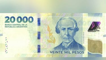 Imagen publicada por el Banco Central de Argentina en Buenos Aires el 13 de noviembre de 2024, que muestra el anverso del nuevo billete de 20.000 pesos que hoy comienza a circular