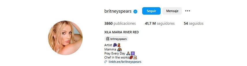Perfil en Instagram de Britney Spears.&nbsp;