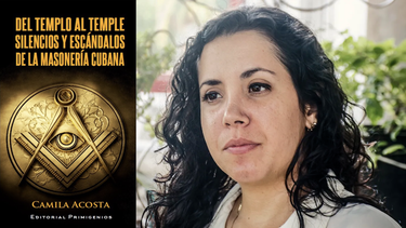Camila Acosta junto a la portada de su libro.&nbsp;