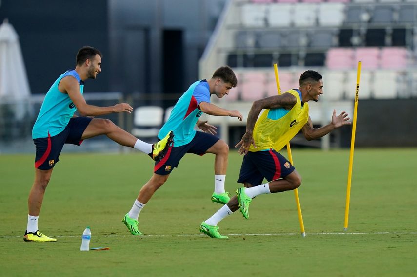 El FC Barcelona durante los entrenamientos previos al duelo ante el Inter Miami&nbsp;