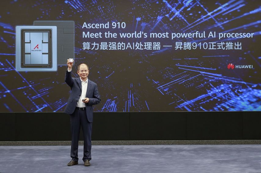 &nbsp;Eric Xu, presidente rotatorio de Huawei, durante la presentación del procesador Ascend 910 y la plataforma MindSpore.&nbsp;&nbsp;