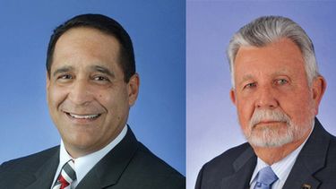 Joe Martínez (izq.), candidato republicano al Congreso por el distrito 26, Pedro García (der.), candidato a tasador de la propiedad. (ARCHIVO)