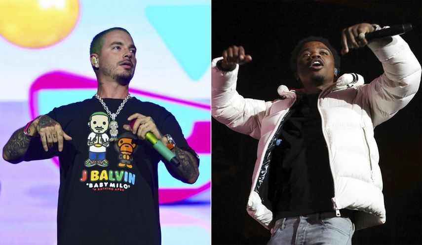 En esta combinaci&oacute;n de fotos, J Balvin, a la izquierda, act&uacute;a en Lollapalooza en Chicago el 3 de agosto de 2019, y Roddy Ricch act&uacute;a en el BET Experience en Los Angeles el 21 de junio de 2019. Ambos artistas cancelaron sus presentaciones previstas para este domingo en los Premios MTV a los Videos Musicales.