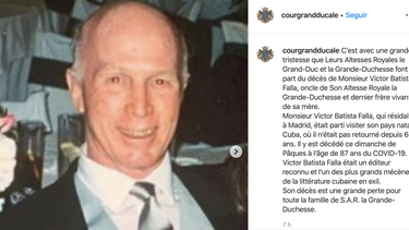 Captura de pantalla del aviso de la muerte de V&iacute;ctor Batista desde la cuenta en Instagram de la Casa Real de Luxemburgo.