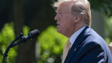 El presidente de EEUU, Donald Trump, habla desde los jardines de la Casa Blanca, en Washington.