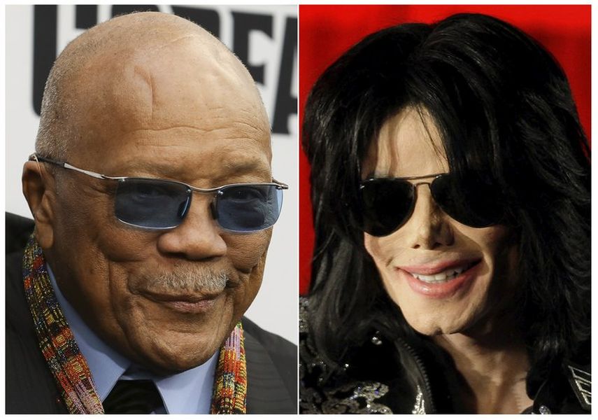 Esta foto combinada muestra a Quincy Jones en el estreno mundial de Black Godfather en Los Angeles el tres de junio de 2019, izquierda, y Michael Jackson en una conferencia de prensa en Londres el cinco de marzo de 2009.&nbsp;