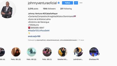 Captura de pantalla del perfil en Instagram del m&uacute;sico dominicano Johnny Ventura.&nbsp;