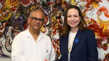 Albert Ramdin y María Corina Machado sostuvieron un importante encuentro. (OEA)