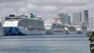 Cruceros atracados en el puerto de Miami el martes 31 de marzo de 2020 en Miami.&nbsp;