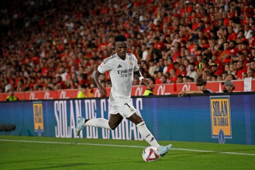 Vinicius Junior del Real Madrid durante el partido contra Mallorca en la Liga española, el domingo 18 de agosto de 2024, en Palma de Mallorca.&nbsp;