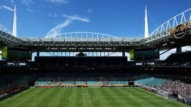 Vista general del estadio durante el partido del grupo F de la Copa Mundial de Clubes de la FIFA 2025 entre el Mamelodi Sundowns FC y el Fluminense FC en el Hard Rock Stadium, el 25 de junio de 2025 en Miami Gardens, Florida.