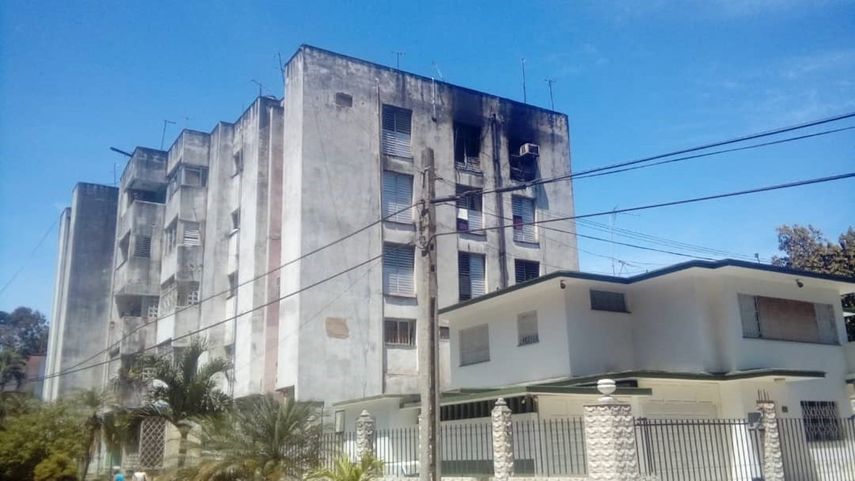 El edificio incendiado en La Habana, Cuba.&nbsp;