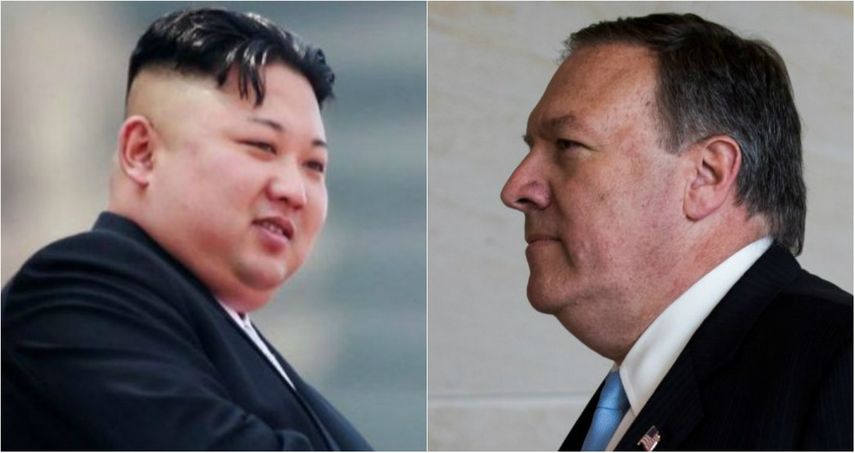 Kim Jong-un, líder de Corea del Norte, y Mike&nbsp;Pompeo, nuevo secretario de Estado de EEUU.&nbsp;