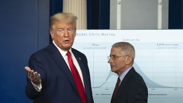 El presidente de EEUU Donald Trump y el experto de la Casa Blanca en la lucha contra el coronavirus, Anthony Fauci.&nbsp;