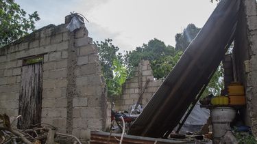 Efectos del paso del huracán Matthew en Lakil de Léogâne (Haití).